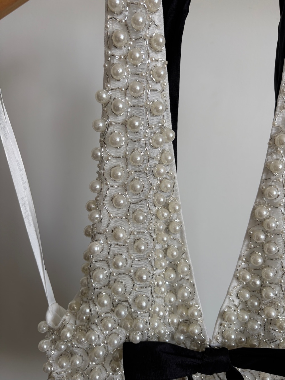 $327 NWT For Love And Lemons Pearly Bow Halter Top Sz Medium - Picture 6 of 13